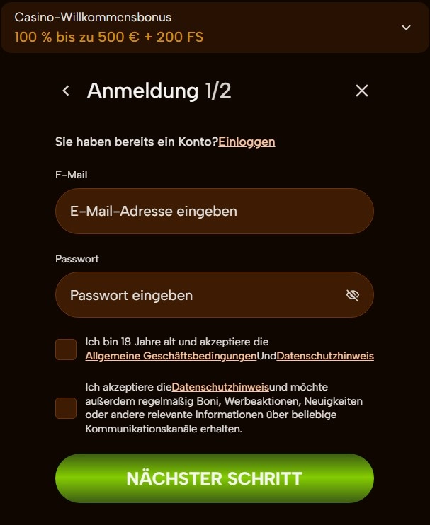 Registrierung und Login